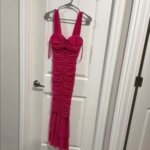 Chic Fuchsia Ruched Maxi Dress
